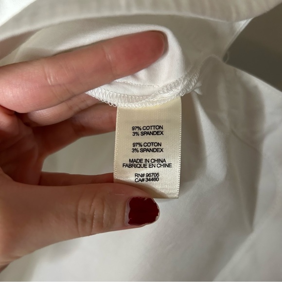 Rebecca Taylor White Short Sleeve V-Neck Twill Blouse - Picture 10 of 12